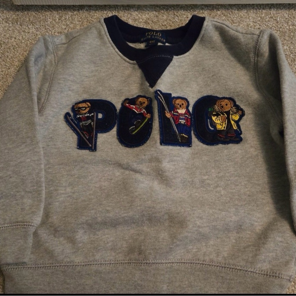 Polo by Ralph Lauren Gray Crewneck with Bear Lettering